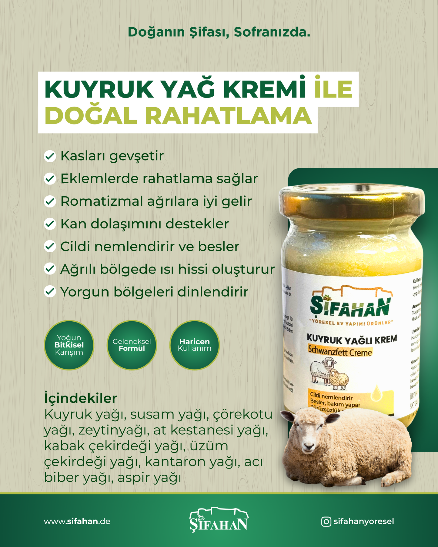 Kuyruk Yağ Kremi ( Yeni Formül) | 105 Gr | Ağrıya Şifa