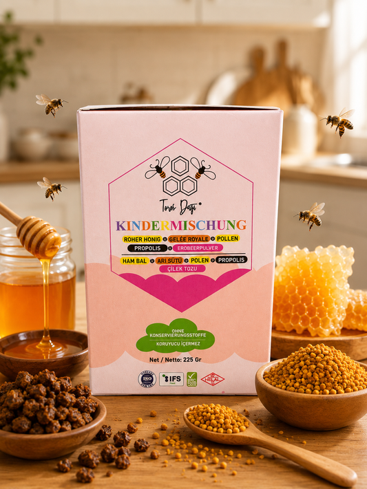 Toros Dağı Arı Sütü - Polen - Propolis - Çilek Tozu - Bal Çocuk Karışımı 225 gr