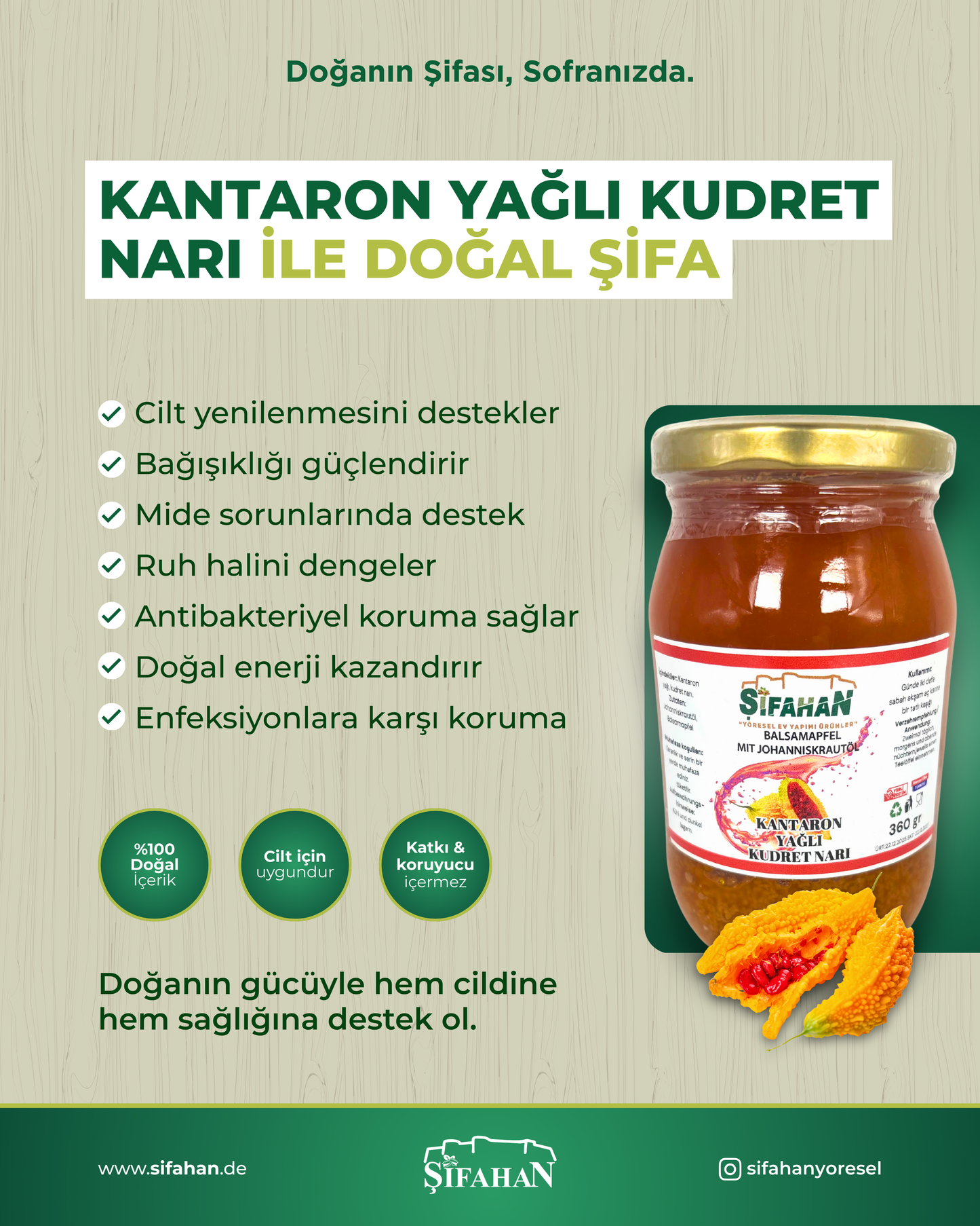 Kantaron Yağlı Kudret Narı 360g